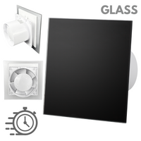 Wentylator łazienkowy dRim fi100 (DTS) + FRONT SZKŁO Czarny mat