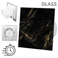 Wentylator łazienkowy dRim fi100 (DTS) + FRONT SZKŁO Czarno złoty marmur