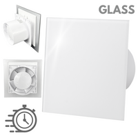 Wentylator łazienkowy dRim fi125 (DTS) + FRONT SZKŁO Biały połysk