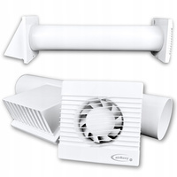 Zestaw Wentylacyjny Wywiewny Wyciąg Wilgoci przez ścianę 150 mm BIAŁY