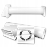 Zestaw wentylacyjny wywiewny wentylator przez ścianę 125 mm BIAŁY