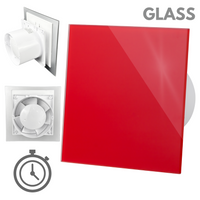 Wentylator łazienkowy dRim fi125 (TS) + FRONT SZKŁO Czerwony połysk