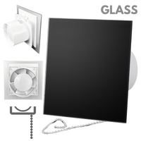 Wentylator łazienkowy dRim fi125 (PS) + FRONT Szkło Czarny mat