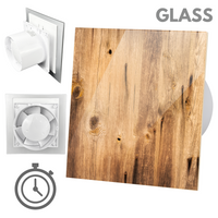 Wentylator łazienkowy dRim fi100 (TS) + FRONT SZKŁO Drewno