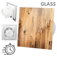 Wentylator łazienkowy dRim fi100 (DTS) + FRONT SZKŁO Drewno