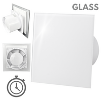 Wentylator łazienkowy dRim fi100 (TS) + FRONT SZKŁO Biały połysk