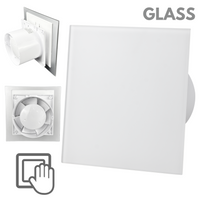 Wentylator łazienkowy dRim fi125 (S) + FRONT Szklany Biały mat