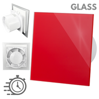 Wentylator łazienkowy dRim fi125 (DTS) + FRONT SZKŁO Czerwony połysk