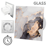 Wentylator łazienkowy dRim fi100 (TS) + FRONT SZKŁO Różowo złoty marmur