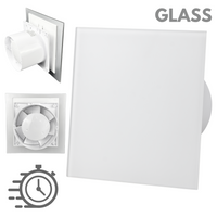 Wentylator łazienkowy dRim fi100 (DTS) + FRONT SZKŁO Biały mat