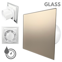 Wentylator łazienkowy dRim fi100 (HS+TS) + FRONT SZKŁO Satynowe złoto