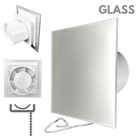 Wentylator łazienkowy dRim fi100 (PS) + FRONT Szkło Satynowe srebro