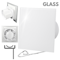 Wentylator łazienkowy dRim fi100 (PS) + FRONT Szkło Biały połysk