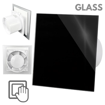 Wentylator łazienkowy dRim fi125 (S) + FRONT Szklany Czarny połysk