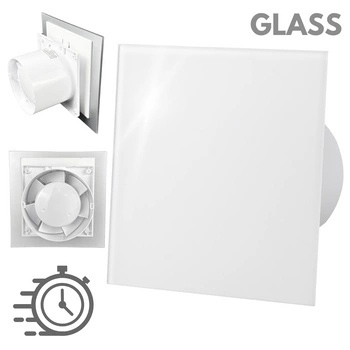 Wentylator łazienkowy dRim fi125 (DTS) + FRONT SZKŁO Biały połysk