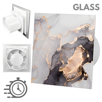 Wentylator łazienkowy dRim fi100 (DTS) + FRONT SZKŁO Różowo złoty marmur