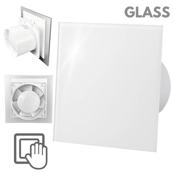 Wentylator łazienkowy dRim fi125 (S) + FRONT Szklany Biały połysk