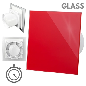 Wentylator łazienkowy dRim fi125 (TS) + FRONT SZKŁO Czerwony połysk