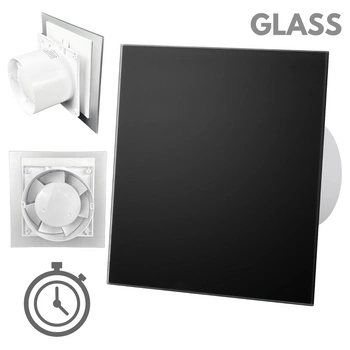 Wentylator łazienkowy dRim fi100 (TS) + FRONT SZKŁO Czarny mat