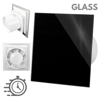 Wentylator łazienkowy dRim fi125 (DTS) + FRONT SZKŁO Czarny połysk