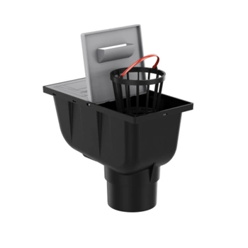 Osadnik Rynnowy Pionowy JASNOSZARY do Rur Kwadratowych z klapką rewizyjną fi110 