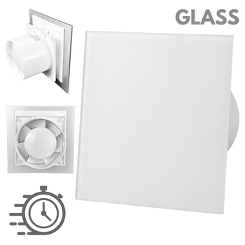 Wentylator łazienkowy dRim fi125 (DTS) + FRONT SZKŁO Biały mat