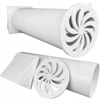 Zestaw wentylacyjny przez ścianę: kratka + rura 100cm + wylot powietrza fi125