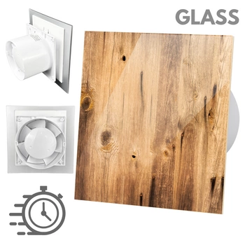 Wentylator łazienkowy dRim fi125 (DTS) + FRONT SZKŁO Drewno