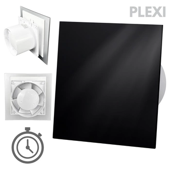 Wentylator łazienkowy dRim fi125 (TS) + FRONT PP Czarny połysk