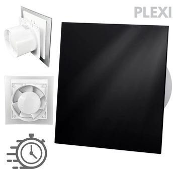 Wentylator łazienkowy dRim fi125 (DTS) + FRONT PP Czarny połysk