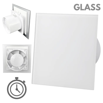 Wentylator łazienkowy dRim fi100 (TS) + FRONT SZKŁO Biały mat