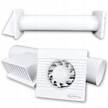 Zestaw Wentylacyjny Wywiewny Wyciąg Wilgoci przez ścianę 150 mm BIAŁY