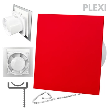 Wentylator łazienkowy dRim fi125 (PS) + FRONT PP Czerwony