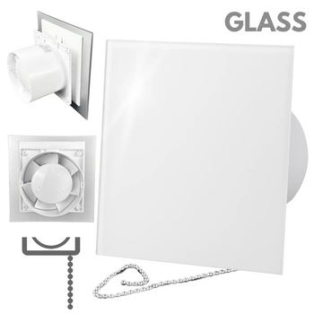 Wentylator łazienkowy dRim fi125 (PS) + FRONT Szkło Biały połysk
