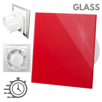 Wentylator łazienkowy dRim fi125 (DTS) + FRONT SZKŁO Czerwony połysk