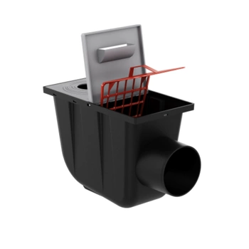 Osadnik Rynnowy Boczny JASNOSZARY do Rur Okrągłych z klapką rewizyjną fi110 