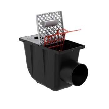 Osadnik Rynnowy Boczny JASNOSZARY do Rur Okrągłych z kratką rewizyjną fi110 