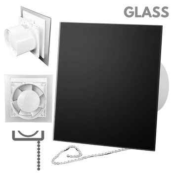 Wentylator łazienkowy dRim fi125 (PS) + FRONT Szkło Czarny mat