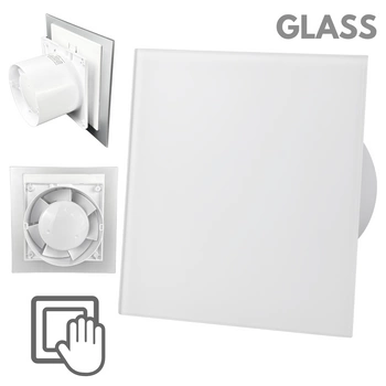 Wentylator łazienkowy dRim fi125 (S) + FRONT Szklany Biały mat