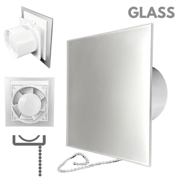 Wentylator łazienkowy dRim fi100 (PS) + FRONT Szkło Satynowe srebro