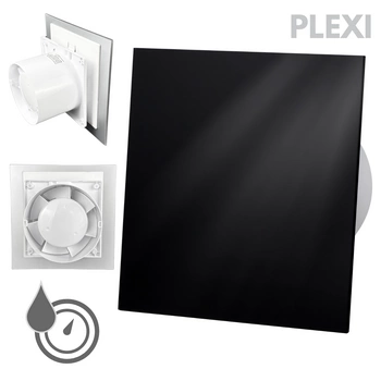 Wentylator łazienkowy dRim fi125 (HS+TS) + FRONT PP Czarny połysk