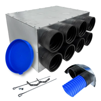 Skrzynka rozdzielcza rozdzielacz przelotowy wentylacja fi 160 / 8x90 mm