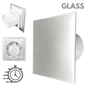Wentylator łazienkowy dRim fi100 (DTS) + FRONT SZKŁO Satynowe srebro