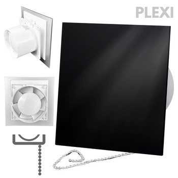 Wentylator łazienkowy dRim fi100 (PS) + FRONT PP Czarny połysk