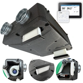 Rekuperator Blauberg Reneo-Fit D 180 VG - NAGRZEWNICA + EPP + BIAŁY PANEL STERUJĄCY